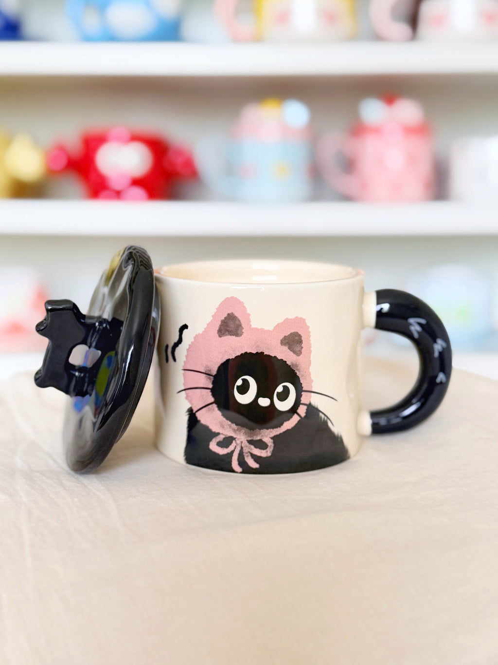 Cute Black Pink Cat w/ Cover