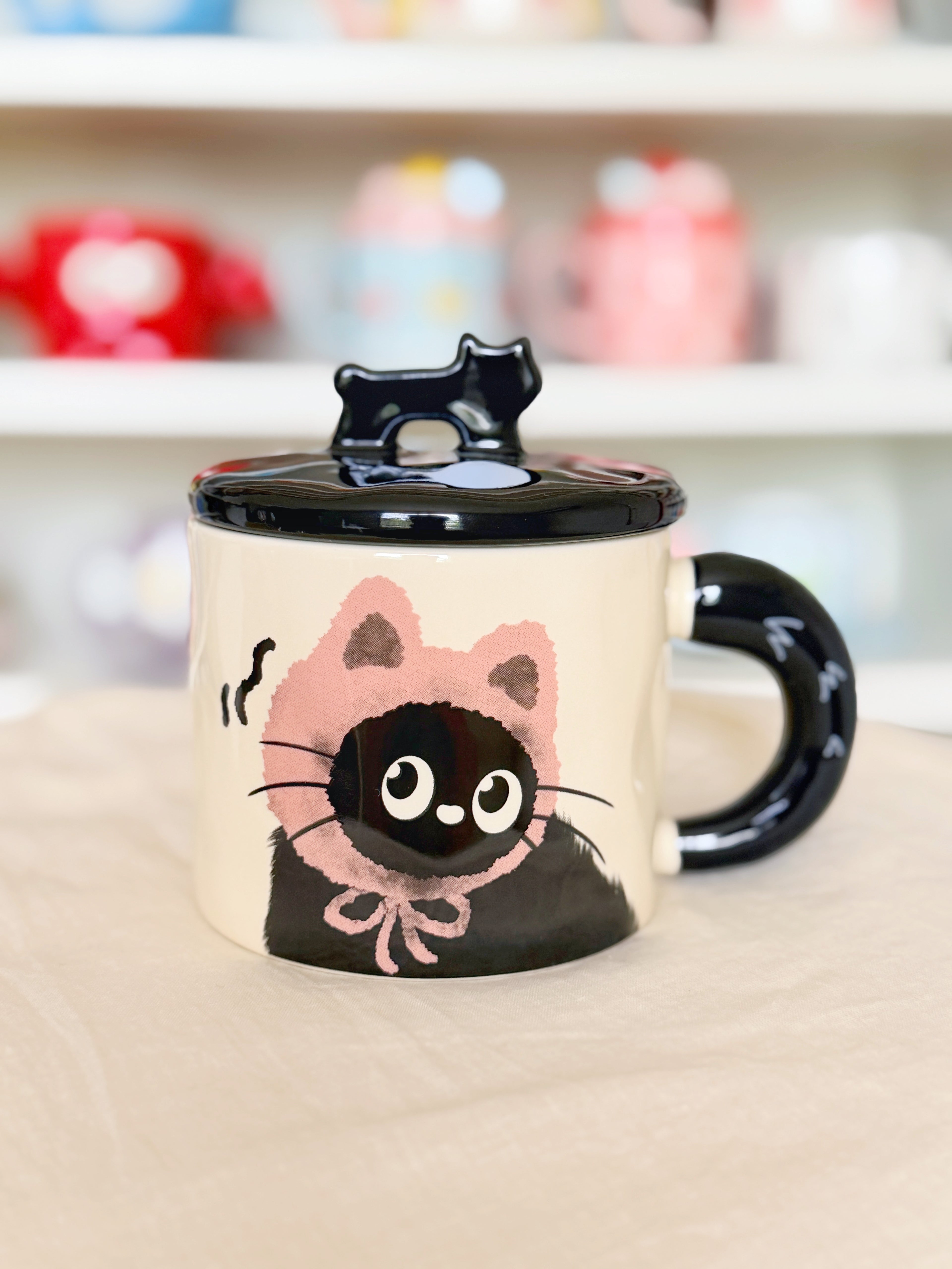 Cute Black Pink Cat w/ Cover