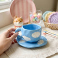 Keeyos PH Chunky Cloud Light Blue Cup and Saucer Set, ceramic, with white cloud accents.